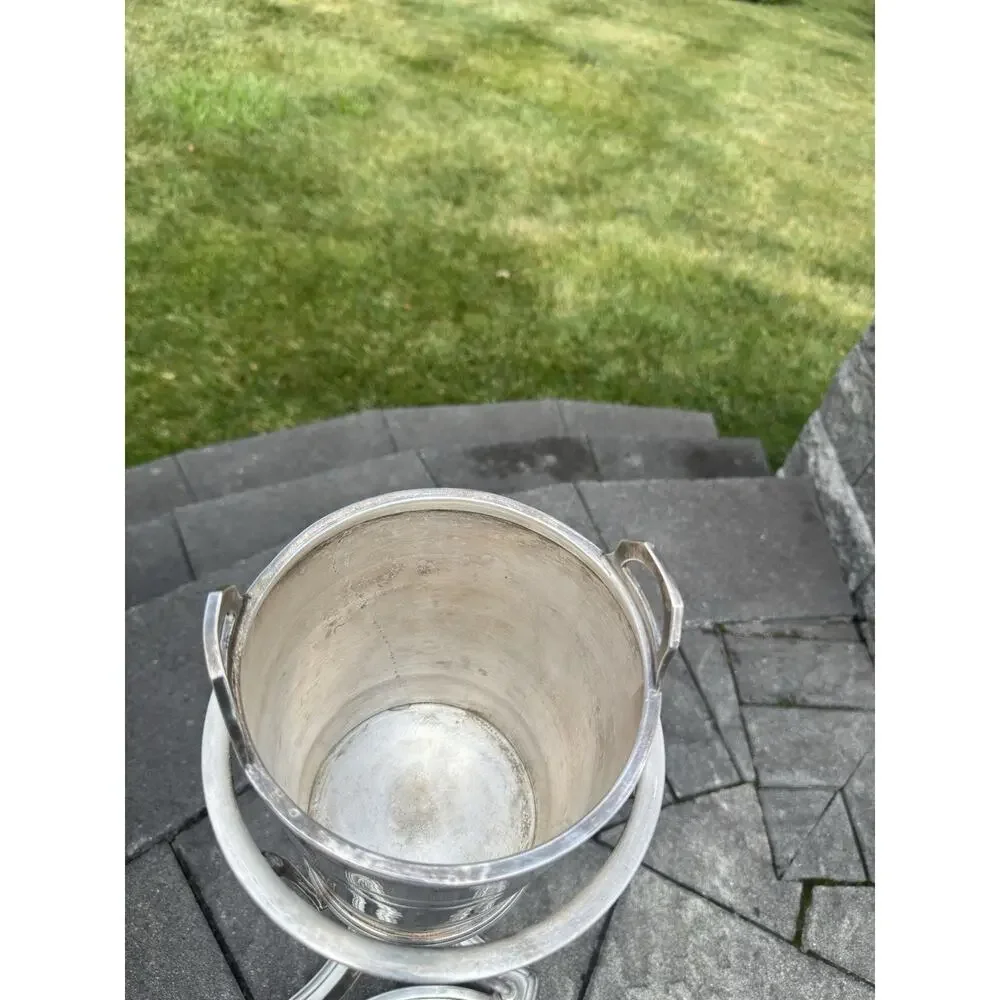 Restoration Hardware Silver-Plated Champagne Bucket & Floor Stand 24” Tall